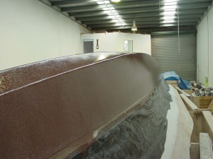copper 1st coat inboard bow